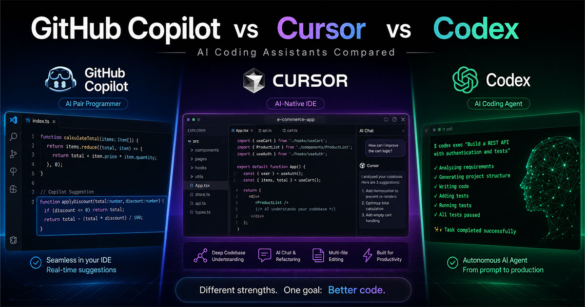 AI 编程助手怎么选?GitHub Copilot vs Cursor vs Codex